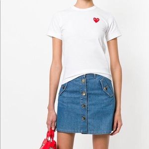 COMME DES GARCONS WHITE COTTON TEE WITH HEART